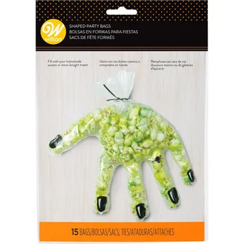 Sáček na potraviny Wilton Halloween dárkový sáček na cukrovinky ve tvaru ruky 15 ks