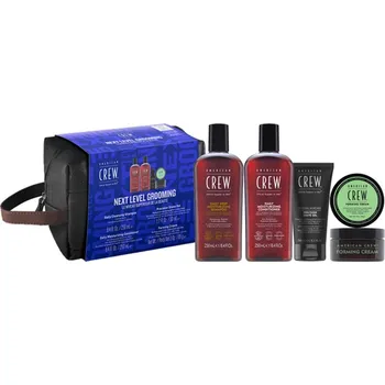 Kosmetická sada American Crew Next Level Grooming Set - 2 x krém forming 85 g + šampon 250 ml + kondicionér 250 ml + gel na holení 50 ml Dárková sada