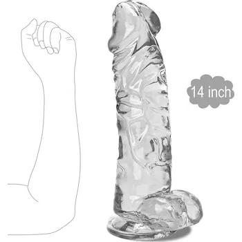 Dildo Paloqueth Massive Extra Large Realistic Dildo with Suction Cup 14 Inch Transparent