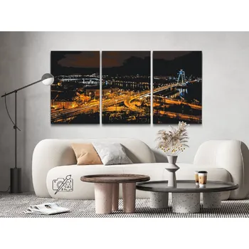 Malování podle čísel - Noční Bratislava (sada 3ks) Velikost: 3ks 40x60cm, Rámování: Pouze srolované plátno
