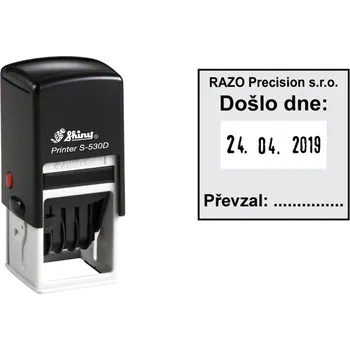Razítko Datumové razítko Shiny S-530D Printer Line, vlastní text 32 x 32 mm