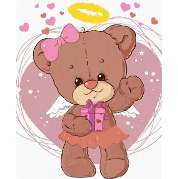 Hračka Diamondi Diamantové malování - MEDVÍDEK ANDĚL Rozměr: 40x50 cm, Rámování: bez rámu a bez vypnutí plátna