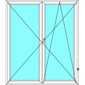 Okno Balkónové dveře 100x220 Dvoukřídlé bez sloupku (štulp) Ekosun 7 Swisspacer Ultimate BARVA PROFILU: Bílá - Bílá