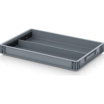 paleta Euro přepravka S podélnou dělicí stěnou 60 x 40 x 7,5 cm - Stříbrošedá - materiál: PP - EG GEF LT 6475 HG