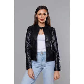 Dámská cargo bunda Dámská černá bunda ramoneska se stojáčkem 28647 J.STYLE, odstíny černé S (36) i392_21720-46