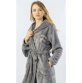Dámský župan Dámský župan krátký s kapucí Monika Vienetta, šedá S i232_8420_55455957:šedá S