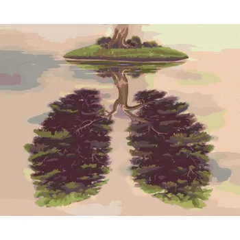 Hračka Diamondi Diamantové malování - STROM VE TVARU PLIC NA OSTROVĚ Rozměr: 40x50 cm, Rámování: bez rámu a bez vypnutí plátna