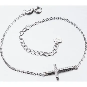 Náramek Dámský náramek stříbro 925 křížkem BST-14406 délka 20 cm