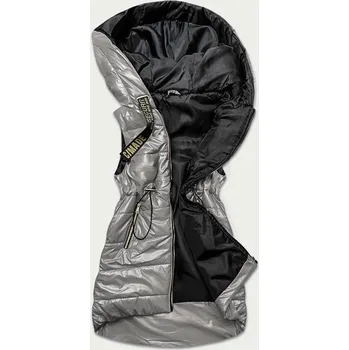 Dámská vesta Dámská lesklá vesta v grafitové barvě s kapucí 89J72 SWEST, odstíny šedé XXL (44) i392_17463-48