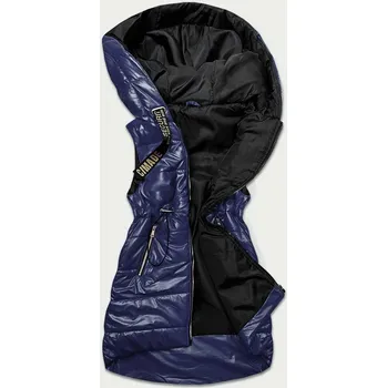 Dámská vesta Dámská tmavě modrá lesklá vesta s kapucí 8DP SWEST, odstíny modré 50 i392_18972-28