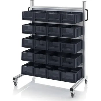 paleta ESD systémové přepravní podvozky pro regálové přepravky 112 x 65 x 135 cm - Dopravní černá - materiál: Aluminium / Stahl / Kunststoff / MPX - ESD SR.L.4214