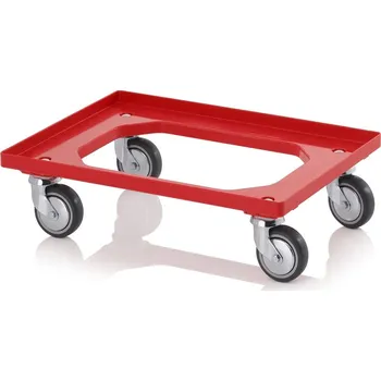 paleta Přepravní podvozky kompaktní s gumovými kolečky 61,6 x 41,6 x 17,2 cm - Dopravní červená - Dopravní červená - materiál: ABS - RO 64 GU FA-3020