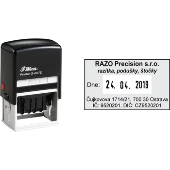Razítko Datumové razítko Shiny S-827D Printer Line, vlastní text 50 x 30 mm
