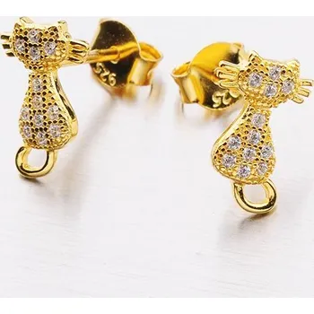 Náušnice Dámské náušnice stříbro 925 zirkon ve tvaru kočky E2000818-1905-GD-SLX