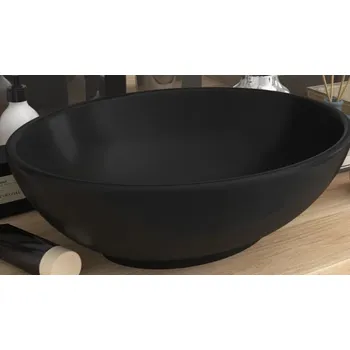 Umyvadlo Keramické oválné umývadlo 40 x 33 x 13,5 cm matné černé
