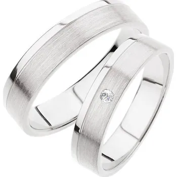 Prsten Snubní prsteny bílé zlato 585 zirkon 0.025 ct SP-242B