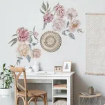 YokoDesign Samolepka na zeď do dětského pokoje Pivoňky a růže malé