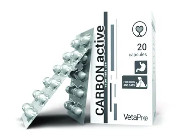 Lék pro psa a kočku VetaPro Carbon Active kapsle proti průjmu 20 cps.