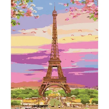 Diamondi Diamantové malování - EIFFELOVA VĚŽ V JARNÍCH BARVÁCH Rozměr: 40x50 cm, Rámování: bez rámu a bez vypnutí plátna