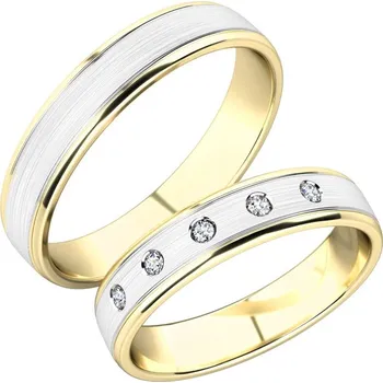 Prsten Snubní prsteny zlato mix 585 zirkon 0.025 ct G/SI SP-251-ZB