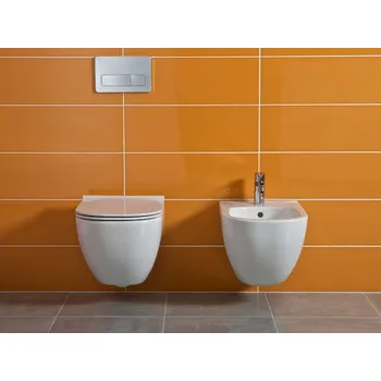 WC sada Závěsný bidet Mio Bílá/s 1 otvorem pro baterii, bez postranních otvorů pro přívod vody vlevo a vpravo H8317120003021