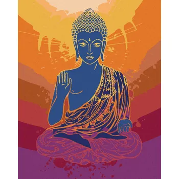 Diamondi Diamantové malování - BUDDHA NA ORANŽOVÉM POZADÍ Rozměr: 40x50 cm, Rámování: vypnuté plátno na rám