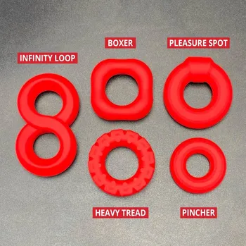 Topped Toys Silicone Cock Rings Infinity Loop Red, prémiový silikonový erekční kroužek