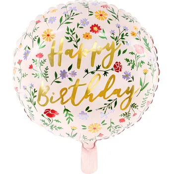 Balónek PartyDecoNarozeninový fóliový balónek růžový - Happy Birthday