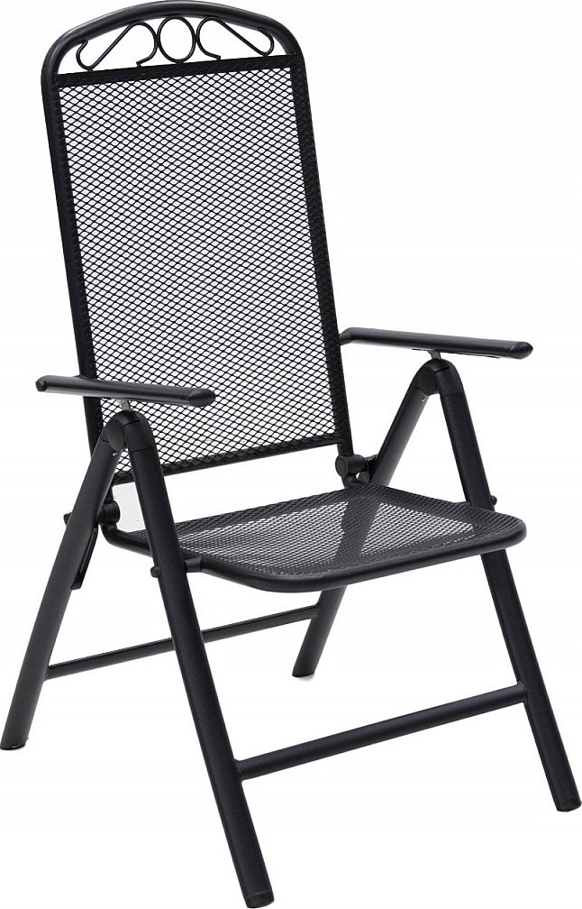 DEOKORK Kovové křeslo polohovatelné GREY (černá)