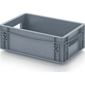 Euro přepravky uzavřené 30 x 20 x 12 cm, držadla zavřená - Stříbrošedá - materiál: PP - EG 32/12