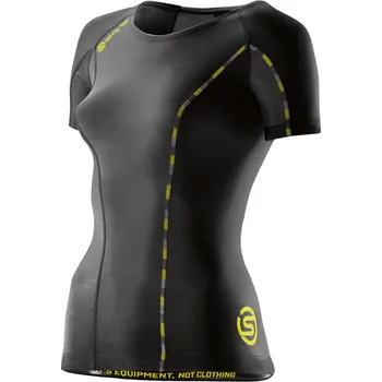 SKINS DNAmic Womens Short Sleeve Top - Black/Limoncello (dámské kompresní tričko SKINS) XS
