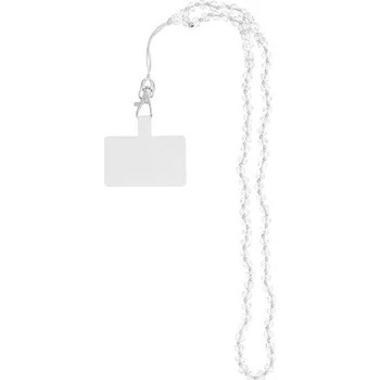 Crystal Diamond šňůrka pro zavěšení telefonu na krk 74 cm bílá