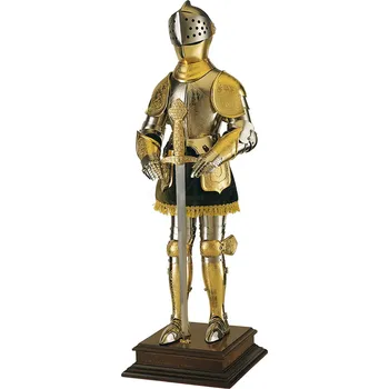 Replika zbraně Marto Zlatý renesanční rytíř s mečem – luxusní toledská soška, 61 cm