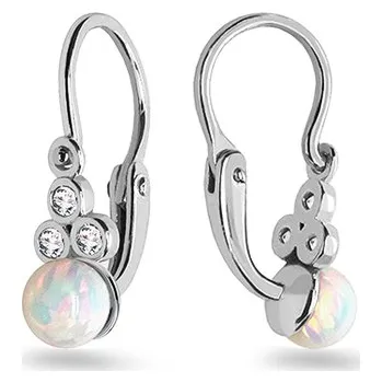 Náušnice Náušnice z bílého zlata s bílým opalitem Joli IZ9110N + dárkové balení LUXUS zdarma