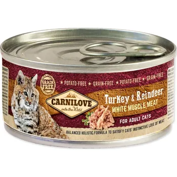 Krmivo pro kočku Konzerva CARNILOVE WMM Turkey & Reindeer for Adult Cats 100g
