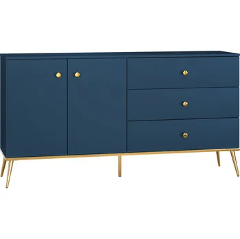 Ložnicová sestava Komoda MARINE 03, Tmavě modrá/Zlatá