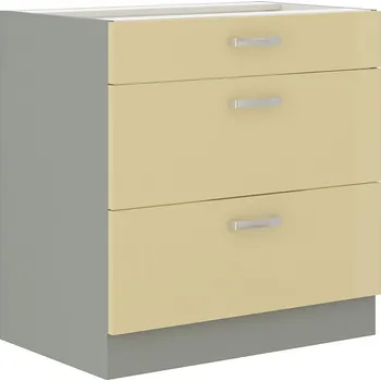 Kuchyňská skříňka Kuchyňská dolní skříňka KARPO 80 D 3S BB, krémový lesk/šedá