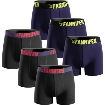 Boxerky FANNIFEN Dárková sada 4: Pánské bavlněné boxerky FAN-55450 6ks v balení Barva: Modrá, Velikost: M