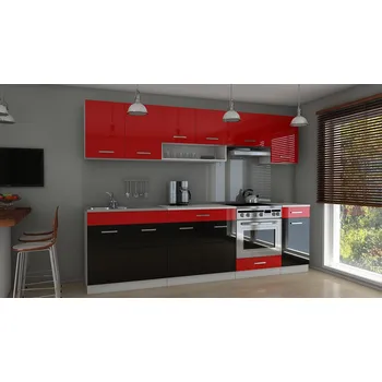 Kuchyňská linka Kuchyňská linka Carrie 260 červený/černý lesk