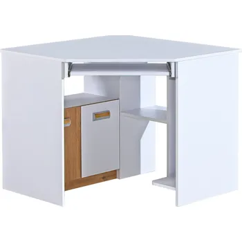Psací stůl Rohový psací stůl LORENTO L11, Brilantní Bílá/Dub Nash