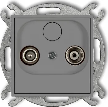 Elektrická zásuvka KARLIK Koncová zásuvka v sérii průchozích zásuvek R+TV 6dB Barva: Matná šedá