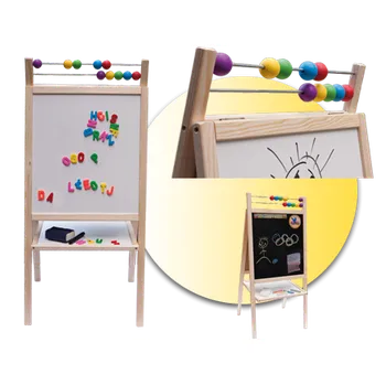 Dětská magnetická tabule 3v1 přírodní - výška 98 cm