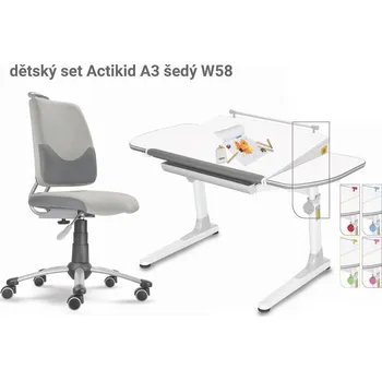 Dětský stůl Mayer Dětský set šedý Actikid - Profi bílý s bílou podnoží