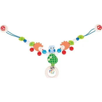 Dřevěná hračka Řetěz do kočárku dřevěný - Ježek a sova (Goki)