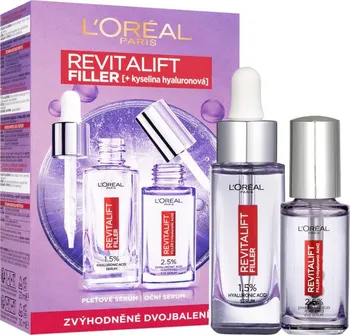 Pleťové sérum L'Oréal Paris Revitalift Filler rozjasňující oční sérum s kyselinou hyaluronovou 20 ml + Sérum proti vráskám s kyselinou hyaluronovou 30 ml