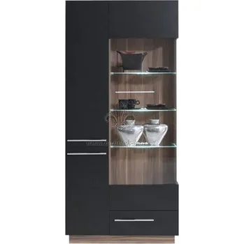 Knihovna Vitrína MONSUN - MN3 černá+ořech baltimore