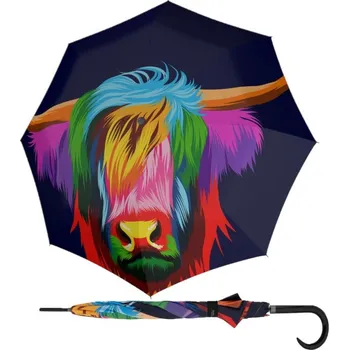 Deštník Doppler Modern Art Long AC Cattle - holový vystřelovací deštník