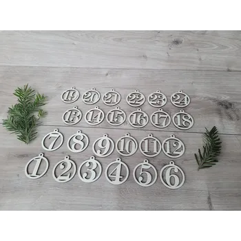 Vánoční ozdoba IDARY Adventní čísla sada 24 ks