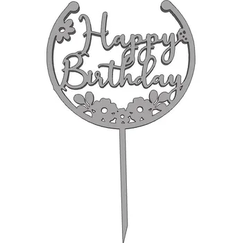 Happy Birthday č.7 - plastový zápich - Modrá