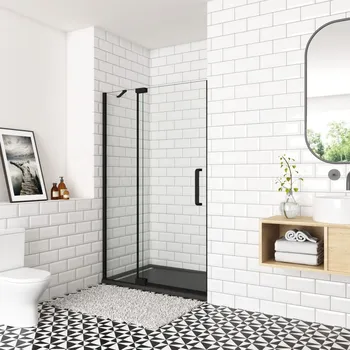 Sprchové dveře Sprchové dveře AIRLINE BLACK B5 80 jednokřídlé s pevnou stěnou 75-80 x 195, L/P varianta
